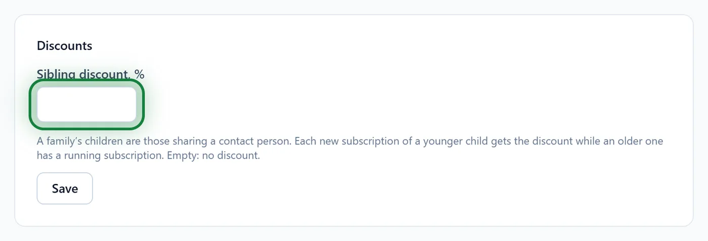The Discounts block on the price plans page